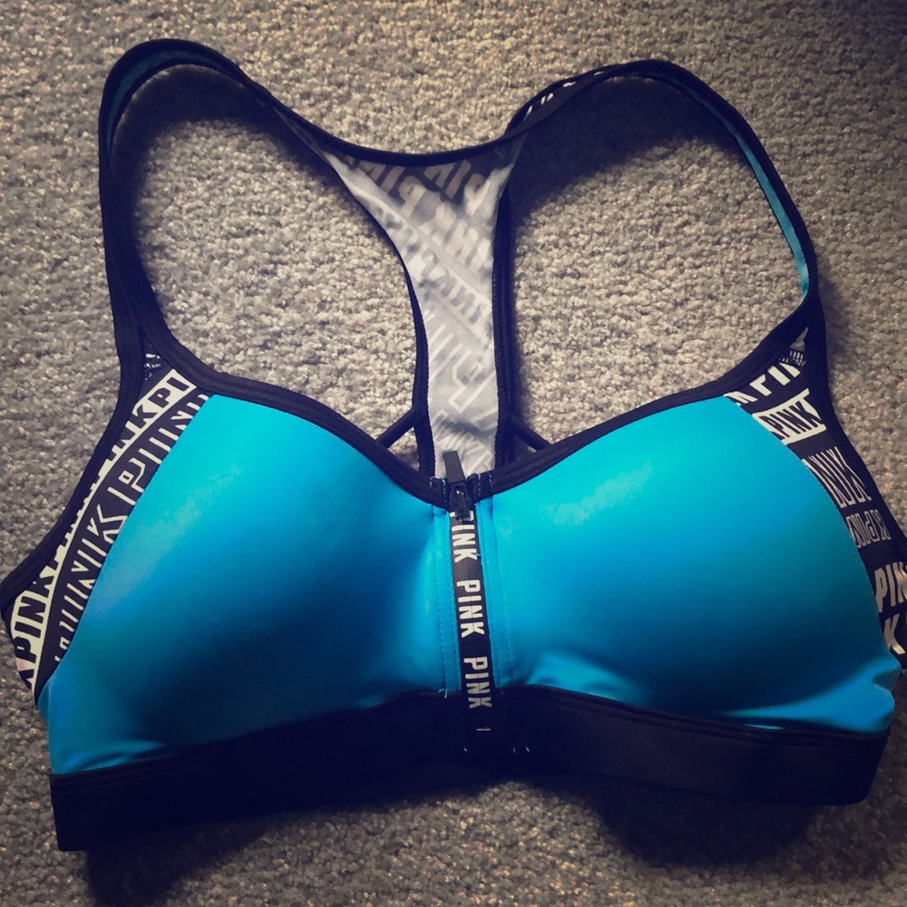 New Pink ultimate zipper front sports bra